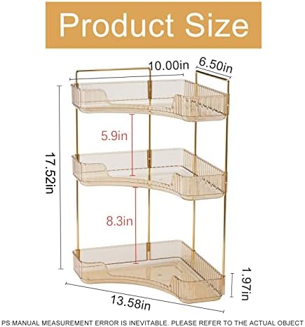 INVSSENE Corner Bathroom Countertop Organizer, Vanity Organizer Trays for Counter, Makeup Organizers, Perfume Tray, Skincare Shelf Storage Gifts for Women Girl Student (Yellow, 3 Tiers) - Image 2
