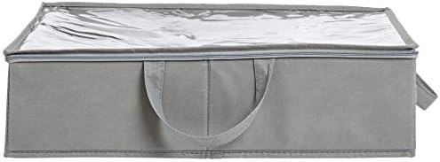 Amazon Basics Under Bed Storage Bags for Clothes, Blankets and Linens, Foldable Fabric Containers with Clear Window and Handles, 30.2" x 20" x 5.7", Gray, 2-Pack - Image 5
