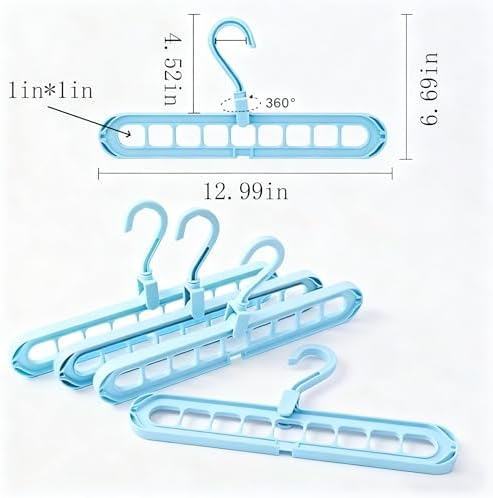 9 Space-Saving Hangers Heavy-Duty PP Plastic Tiered Hanger Organizer with Non-Slip Foldable Design, for Closet (Blue, 5) - Image 3