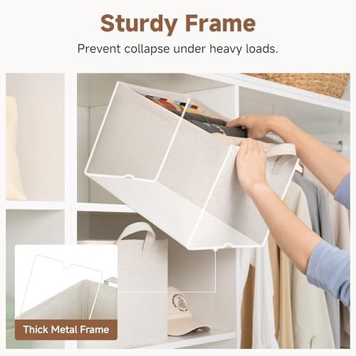 StorageWorks Linen Closet Organizers, Fabric Storage Bin, Beige, 2-Pack - Image 4