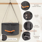 HEAVYWOOD Hat Box for Women Storage Travel Felt Hat Case for Wide-Brim Cowboy Hat Storage for Large Round Hat Carrier with Portable Handle Shoulder Strap (Dark Gray, Shoulder Stripe) - Image 5