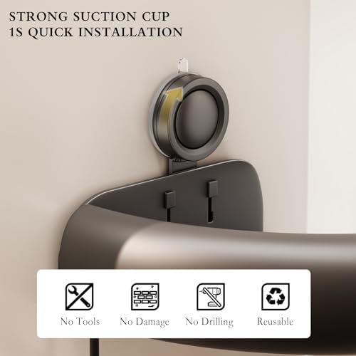 CICUFY Shower Caddy Suction Cup, 2 Pack No Drilling Corner Shower Shelves, Rust Proof Bathroom Storage Organizer, Shower Corner Caddy with Removable Hooks and Towel Bar, Triangle, Grey - Image 5