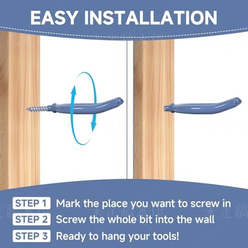 Lian.Ripple.Lian16 Pack Garage Storage System Steel U Hooks with Anti-Slip Coating Home Improvement and Organization Screw in Hooks Easy Wall Mounting Heavy Duty Bike and Ladder (Grey, 16 Pack) - Image 7