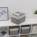 Bidtakay Baskets Set of 3 Storage Baskets for Organizing Large Fabric Storage Bins for Shelves Decorative Canvas Bins Collapsible Empty Baskets for Closet,Nursery,Clothes,Toys,Shoes(White&Grey) - Image 2
