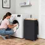 Goodpick 75L Rolling Laundry Basket with Wheels and Lid, Black - Image 2