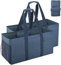 Finnhomy 42L Extra Large Utility Tote Bag, Oxford Fabric Reusable Folding Grocery Bags with Handles and Pockets, 2 Pack by Finnhomy