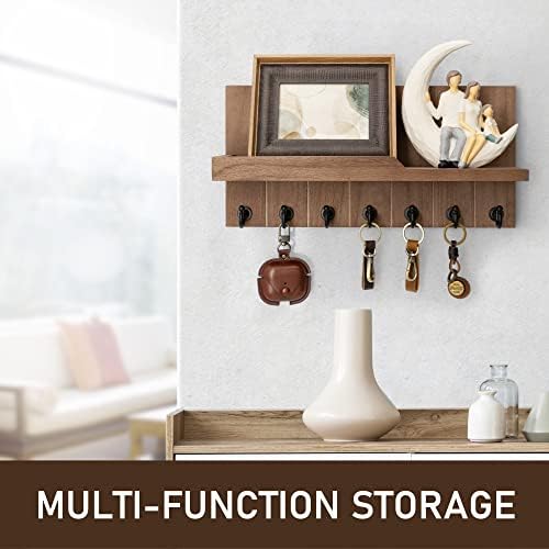 Rebee Vision Key Holder Wall Mount with Shelf for Entryway, Retro Brown - Image 3