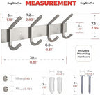 Coat Rack Wall Mount – Brushed Nickel 12 Inch Stainless Steel Hook Rail with 4 Heavy Duty Double Coat Hooks – Wall Mounted Coat Hanger for Entryway, Bathroom, Bedroom, Towel, Hat Organizer - Image 2
