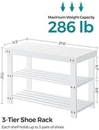 SONGMICS Shoe Rack Bench, 3-Tier Bamboo Entryway Bench, 27.6 Inches Width - Image 5