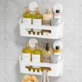 LEVERLOC Shower Caddy Suction Cup 2 Pack, Shower Organizer Removable Bathroom Shelf, Storage Suction Powerful Max Hold 22lbs Bathroom Caddy Waterproof Holder, White by LEVERLOC