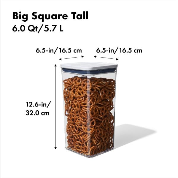 OXO Good Grips POP Container - Airtight Food Storage - Big Square Tall 6.0 Qt Ideal for bulk snacks and cereal - Image 4
