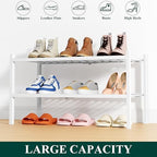 Smiry Bamboo Shoe Rack, 14 Vertical Slats, 2 Tier - 26.8" Wide, White - Image 6