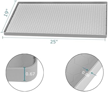 Under Sink Mat 25 x 19, Silicone Under Sink Mats for Kitchen Waterproof, Under Sink Liner, Easy to Clean Bathroom Cabinet Mat Organizers and Storage, Light Grey - Image 2