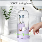 Toothbrush Holder with Cover for Bathroom Countertop, Organizer, Purple - Image 3