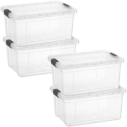 Superio 21 Quart Clear Plastic Storage Boxes with Lids, Stackable Organizer Containers, BPA-Free Storage Bins for Home, Office, School & Dorm, 4 Pack by Superio