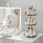 Delamu 3 Tier Rotating Makeup Organizer for Vanity, Skincare Organizer for Bathroom Counter, Spinning Perfume Organizer Cosmetic Holder with Large Capacity, Grey - Image 6