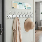 Dseap Coat Rack Wall Mount - 29.5” Long 8-Tri-Hooks Heavy Duty Coat Hanger Rail Wall Hooks for Hanging Coats Hats Clothing Clothes Purse Mudroom Entryway, Silver - Image 3