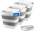 3 Pcs 42L Medium Collapsible Plastic Laundry Basket with Handles, Foldable Laundry Basket Hamper, Pop Up Storage Container Organizer for Washing Storage (Gery, 17 Inch * 13 Inch * 15 Inch) by Unknown