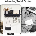 Key Holder for Wall, Mail Organizer Wall Mount with 6 Hooks Wooden Hanging Key Rack for Home Decor, Hallway, Entryway (Black) - Image 3