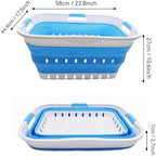 SAMMART 42L (11 gallon) Collapsible Plastic Laundry Basket - Foldable Pop Up Storage Container/Organizer - Space Saving Hamper/Basket (1, White/Marine Blue) - Image 3