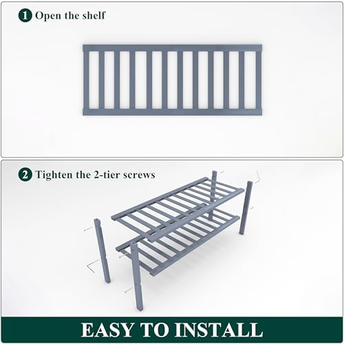 Smiry Bamboo Shoe Rack, 12 Vertical Slats, 2 Tier - 26.8" Wide, Grey - Image 6