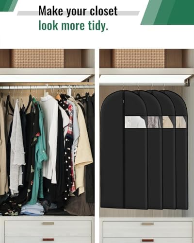 Garment Bags for Hanging Clothes 16 packs Washable Black Suit Bags for Closet Storage and Travel with Clear Window (43 inches) - Image 5
