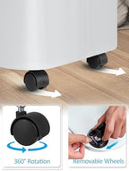efluky Laundry Basket with Wheels, Tall Rolling Laundry Hamper with Lid and Removable Bag, Aesthetic Dirty Clothes Hamper on Wheels for Laundry Room, Bedroom, Dorm and Bathroom, 100L White - Image 3