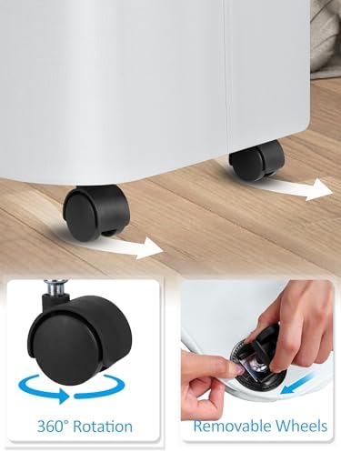 efluky Laundry Basket with Wheels, Tall Rolling Laundry Hamper with Lid and Removable Bag, Aesthetic Dirty Clothes Hamper on Wheels for Laundry Room, Bedroom, Dorm and Bathroom, 100L White - Image 3