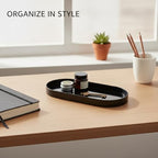 Oval Iron Decorative Tray, Black Metal Catchall for Entryway, Vanity, and Desk Organization - Image 2