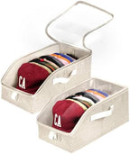 Livelab Hat Organizer for Baseball Caps, Hat Storage Boxes, Beige 2Pcs by LIVELAB