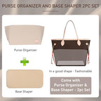 Doxo Purse Organizer Insert for Handbags & Base Shaper 2pc Set, Felt Neverfull MM Organizer Insert, Tote Bag Organizer with Zipper Pocket and Bottle Holder, Fit Speedy 30 Neverfull MM and More,Beige-L - Image 3