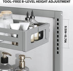 2 Pack 19IN-Depth Under Sink Organizer,Pull Out Cabinet Organizer With Smooth Cylindrical Rail,Metal Slide Out Drawer for Kitchen Bathroom Laundry,8-Level Tool Free Height Adjustable-Gun Gray - Image 4