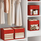 DIMJ Cube Bins, 12.2-Inch Storage Bins Cubes with Window, 6 Packs Collapsible Storage Bins with Handles, Closet Storage Baskets for Organizing Living Room, Office,8 Pack,Red - Image 5