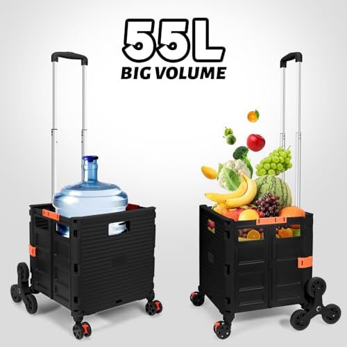 FELICON SELORSS Folding Utility Climber Cart Portable Rolling Crate-Black - Image 6