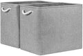 Bidtakay Collapsible Storage Bins for Clothes Large Grey Storage Baskets with Cotton Handles 17x12x15 In Set of 2 Fabric Cubby Storage Bins Livingroom Home Decorative Storage Organizer for Blankets by BidtakayBaskets