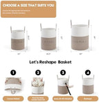 Laundry Basket Hamper Tall Rope Storage Woven for Blanket Toys Dirty Clothes in Living Room Bathroom Bedroom White & Brown 60L/15.8Gal - Image 3