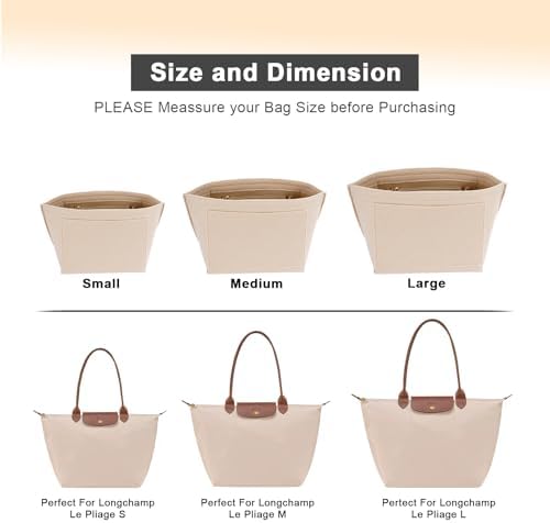 LOUKAYCCI Felt Purse Organizer Insert for Longchamp Le Pliage L Handbag Insert (Large, Beige) - Image 4