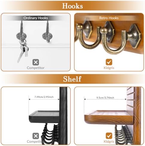 Key Holder for Wall, Mail Organizer Wall Mount with 8 Hooks Wooden Hanging Key Rack for Home Decor, Hallway, Entryway (Yellow) - Image 5