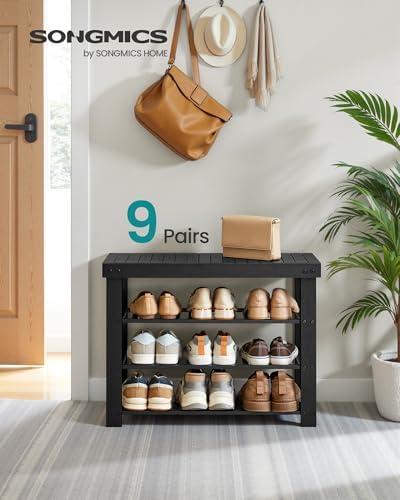 SONGMICS Shoe Rack Bench, 4 Tier Bamboo, 11.3 x 27.6 x 20.5 Inches - Image 3