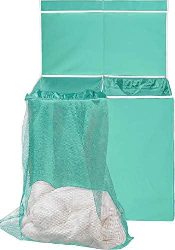Simple Houseware Double Laundry Hamper with Lid & Removable Bags, Turquoise - Image 5