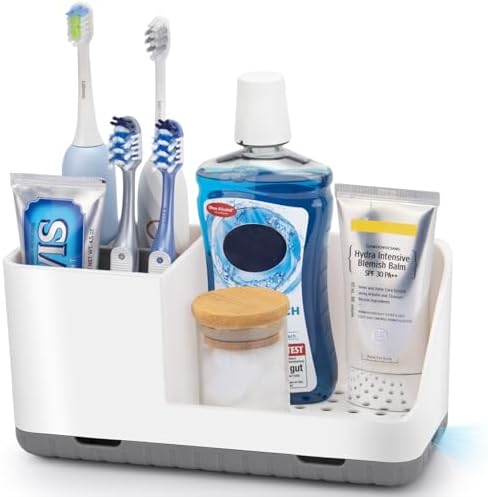 Toothbrush Holders for Bathrooms, Toothbrush and Toothpaste Holder (Grey) by PARKMANI