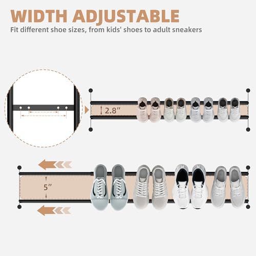 STORAGE MANIAC Long Expandable Shoe Rack, 18 Pairs Metal Wide Stackable Shoe Rack, Adjustable Shoes Shelf, Freestanding Shoes Organizer for Closet, Entryway, Hallway, Garage, Front Door, 3 Tiers - Image 4