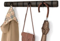 Umbra Flip Coat Rack, Wall Mount 8-Hook, Space Saving, Walnut/Black by Umbra
