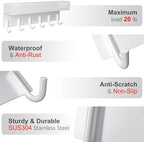 Lwenki Key Holder for Wall – Decorative Stainless Steel Key Hanger with 6 Hooks for Hats, Bags, Leashes – Mail Holder Key Rack with Mounting Hardware and Guide (9.65” x 2.8” x 2.2”) (White) - Image 2