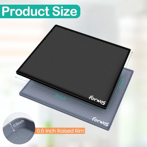 Silicone Under Sink Mat, 28"x22", Waterproof Cabinet Liner, Black - Image 2