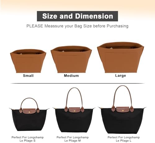 LOUKAYCCI Purse Organizer Insert for Le Pliage Medium Handbags Insert Organizer (Brown, Medium) - Image 4