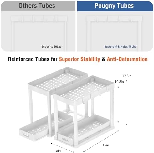 2 Pack Pull-Out Storage Organizers, Under Sink Organizer and Storage for Bathroom & Kitchen,Multi-Purpose Under Cabinet Organizers and storage Black - Image 2