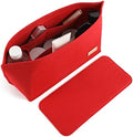 Doxo Purse Organizer Insert for Handbags & Base Shaper 2pc Set, Felt Neverfull GM Organizer Insert, Tote Bag Organizer with Zipper Pocket and Bottle Holder, Fit Neverfull GM and More, Red-XL by Doxo