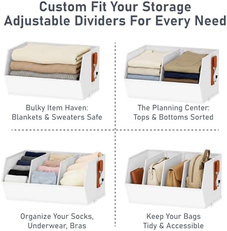Hanging Closet Organizer Extra Large, Clothes Hanging Shelves for Closet with Divider, Collapsible Closet Storage System, Fabric Storage Bins for Home, Dorm, Rv, Sweaters, Handbags, Underwear, Sock - Image 5