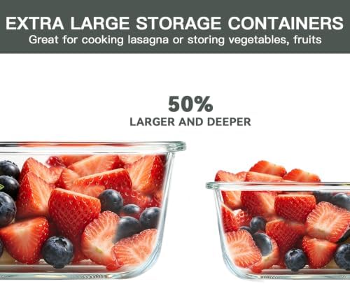 M MCIRCO 6 Pack Extra Large Glass Food Storage Containers with Lids - Image 3